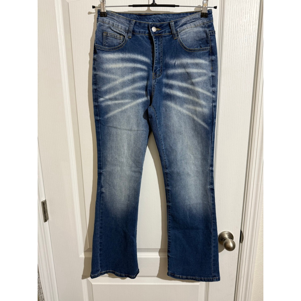 Men's MANFINITY Blue Washed Denim Bootcut Jeans. Size S